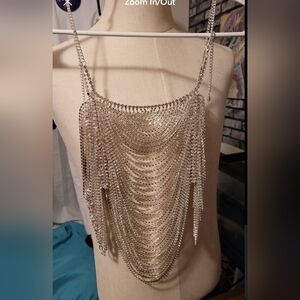 REVOLVE Silver Chain Fringe Skirt Overlay
